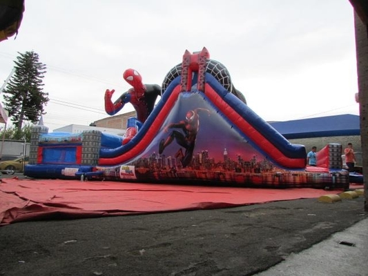Da casa combinado inflável do salto do castelo do tema do homem-aranha corrediça de salto do leão-de-chácara para crianças