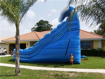Pista dupla inflável enorme azul de Comercial da corrediça de água da baleia para crianças