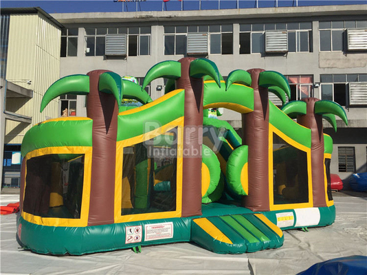Campo de jogos inflável temático da selva inflável comercial tropical do divertimento do PVC do castelo 0.55mm