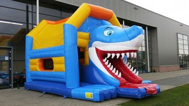 Leão-de-chácara de salto combinado inflável azul do tubarão de Aframe para engraçado