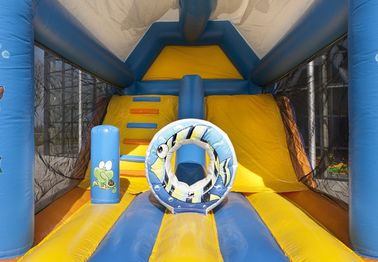 PVC combinado do azul 0.55mm da casa do salto de Inflatables dos arrendamentos da ligação em ponte de Seaworld