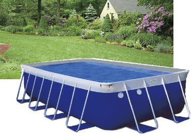 Associação azul do quadro do metal da armação de aço do PVC, piscina estabelecida fácil com acessórios