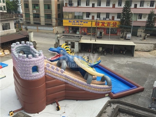 Material industrial de encerado do Pvc de Dragon Inflatable Water Slide 15X11X8M 0.9mm