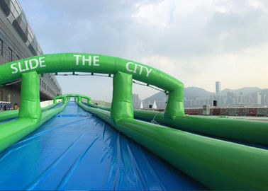 300 medidores populares de encerado selado do PVC da corrediça de Carzy ar inflável enorme longo
