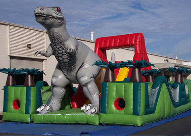 Curso de obstáculo inflável do dinossauro jurássico surpreendente do sobrevivente, curso de obstáculo da criança