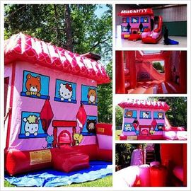 O leão-de-chácara inflável cor-de-rosa de Hello Kitty, explosão caçoa o castelo Bouncy para o divertimento do quintal