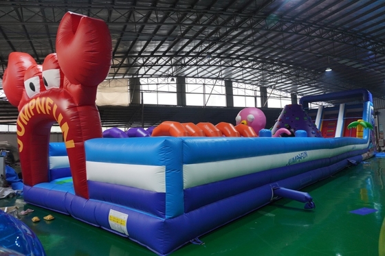 Curso de obstáculo inflável exterior comercial colorido para a criança