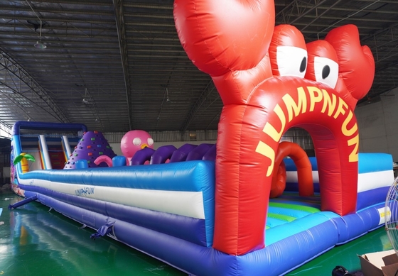Curso de obstáculo inflável exterior comercial colorido para a criança