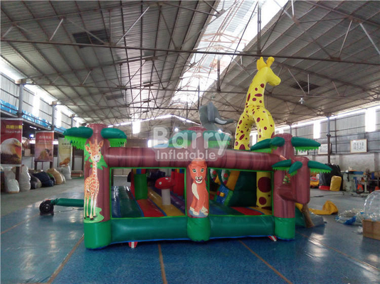 da selva inflável do campo de jogos da corrediça do leão-de-chácara do parque de diversões do PVC de 0.55mm tema animal