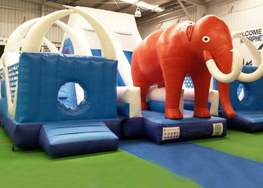 Corrediça inflável gigante azul e vermelha do CE, do EN14960 do mundo do elefante do leão-de-chácara para crianças
