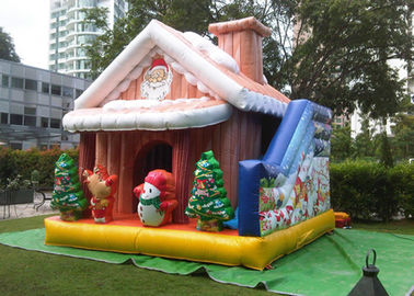 Castelo Bouncy inflável de Papai Noel do Feliz Natal do PVC de Cuatomized 0.55mm para o jogo das crianças