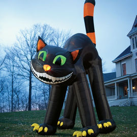 Gato preto de anúncio gigante exterior de Inflatables do certificado do CE para o festival de Dia das Bruxas