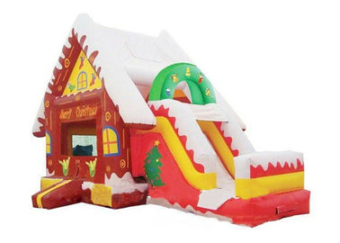 Casa de salto do leão-de-chácara combinado inflável grande da corrediça da casa do salto do festival para o Natal