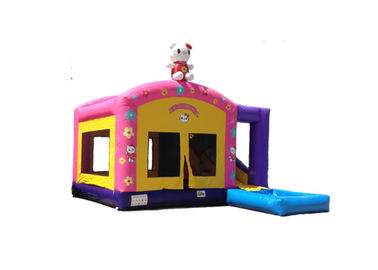 Leão-de-chácara inflável temático de Hello Kitty do rosa do partido das crianças com o encerado do PVC da corrediça 0.55mm