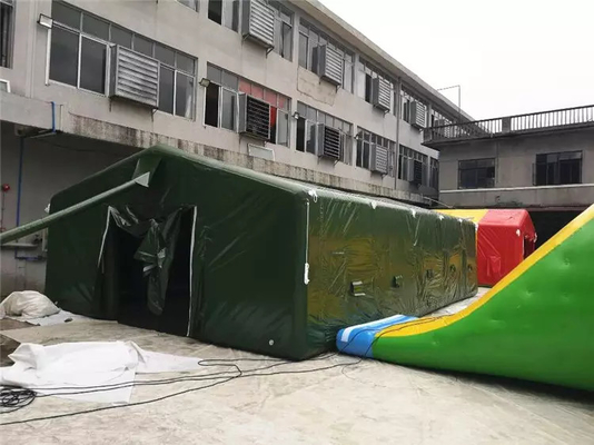Abrigo de barraca inflável verde de lona de pvc profissional com serigrafia