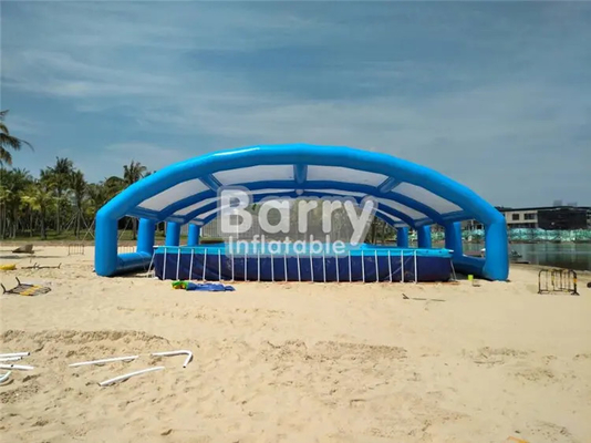 Barraca de abrigo inflável azul e branca para a praia da associação do quadro do metal