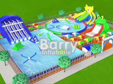 Equipamento inflável comercial do parque da água, parque de diversões inflável do quadro do metal