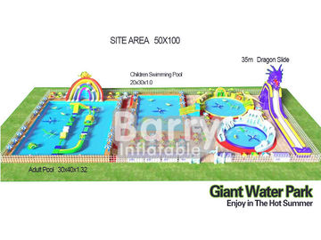 encerado inflável do PVC do gigante de construção 0.55mm do parque da água do quintal 3D