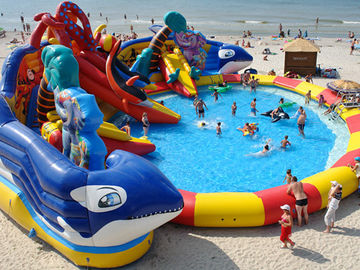 o parque gigante personalizado da água do polvo, parque inflável animal da água do dolohin com associação grande brinca