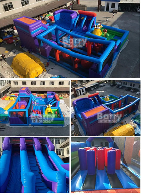 Parque inflável interno para crianças e adultos com pista de obstáculos Jogo esportivo interno