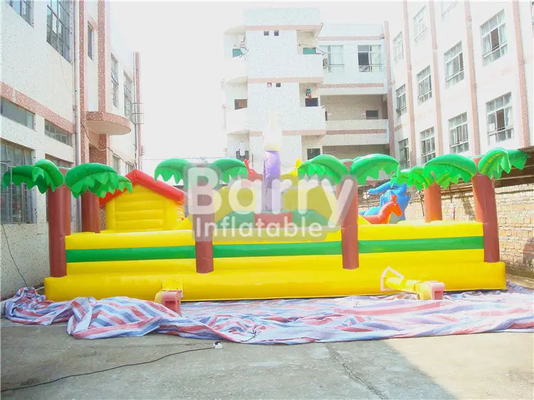 Parque de diversões inflável encerado castelo inflável infantil com escorregador elefante tema animal