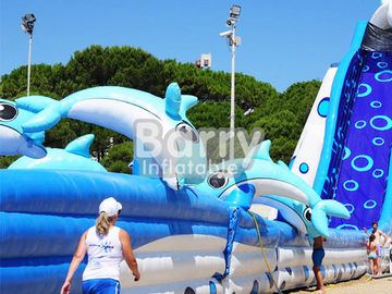 Corrediças infláveis enormes do tamanho adulto inflável gigante animal azul da corrediça de água do golfinho