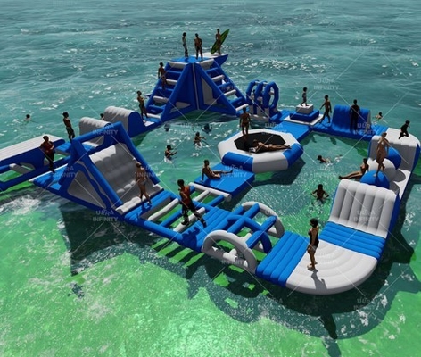 Parque aquático flutuante inflável OEM para famílias Resorts Parques aquáticos flutuantes Ilha Blow Up