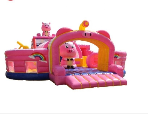 Casinha inflável com tema de animal festa de aniversário porco crianças saltitante