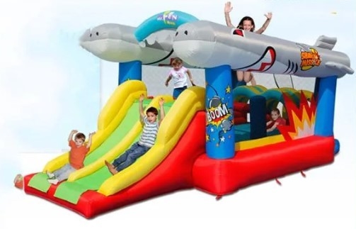 0.55mm PVC inflável Caçador Castelo Peixe Voador Double Slide Bounce Casa de aluguer