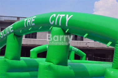 Corrediças infláveis grandes da corrediça inflável louca da cidade do verde do divertimento para a rua/estrada