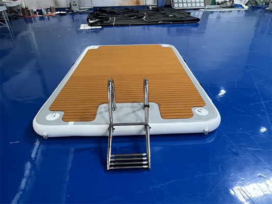 Drop Stitch PVC EVA Doca Flutuante Inflável Com Escadas De Aço Para Lago Rio Oceano E Mar