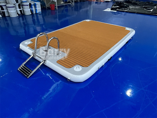 Drop Stitch PVC EVA Doca Flutuante Inflável Com Escadas De Aço Para Lago Rio Oceano E Mar