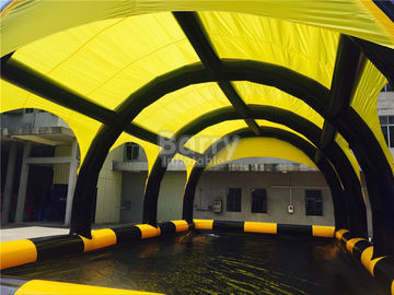 Barraca inflável personalizada de encerado amarelo do PVC com associação, abrigo inflável