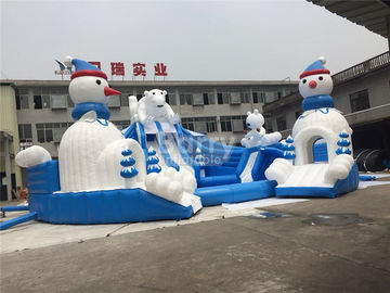 Parque inflável da água do urso surpreendente exterior com azul e branco da corrediça