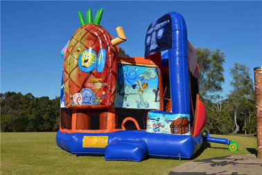 Castelo de salto combinado do leão-de-chácara In1 inflável colorido do PVC Spongebob 5 para o jogo EN14960