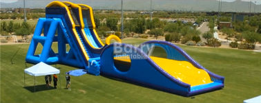 Corrediças secas e molhadas azuis, corrediça inflável do pontapé de gota com as pistas dobro para o parque de diversões