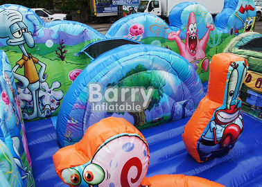 Casa inflável do salto do quintal para o obstáculo inflável da criança de Playland Spongebob
