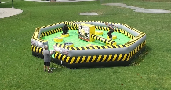 Máquina de jogo inflável da fusão do curso de obstáculo do Wipeout de encerado feito sob encomenda