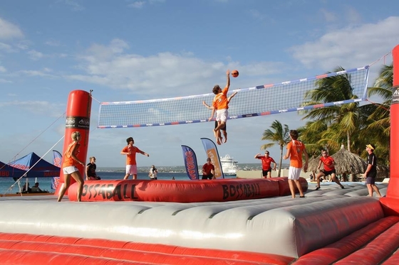 jogo inflável de Bossaball da explosão da praia da areia da corte de voleibol do PVC de 0.9mm