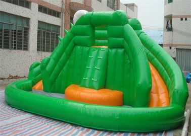 Mini corrediça inflável comercial com parede de escalada, corrediça inflável da associação do estilo da rã