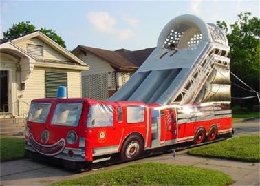 Corrediça inflável personalizada do carro de bombeiros do comprimento de 15M com arrendamento da impressão do logotipo