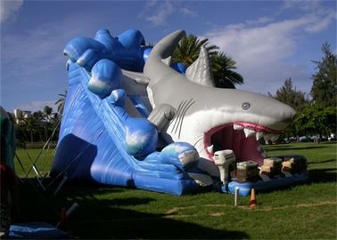 Corrediça inflável comercial exterior do tubarão do comprimento do gigante 8M para jogadores