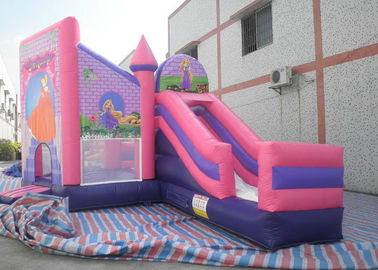 Crianças 3 em 1 casa combinado do salto, princesa cor-de-rosa Bouncy Castelo Com Deslizamento