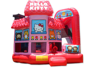 Multi - da casa inflável comercial do salto de Hello Kitty da função arrendamentos combinados