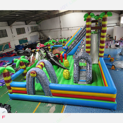 Castelo Bouncy do tema jurássico inflável dos dinossauros da cidade 12x8m do divertimento EN71