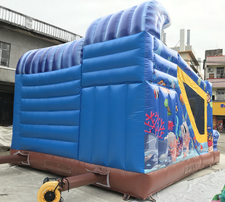 do oceano inflável do leão-de-chácara do PVC de 0.55mm castelo de salto temático com corrediça 7mLX5mWX4mH