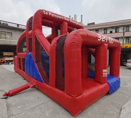 leão-de-chácara inflável Silde 10mL*5mW*4mH da corrida das crianças do curso de obstáculo do PVC de 0.55mm