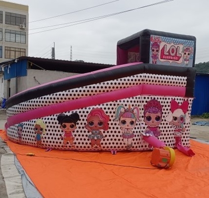 arrendamento comercial inflável do PVC LOL Bounce House Slide Pink de 0.55mm