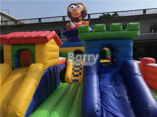 Personalize crianças arejam o parque de diversões inflável 20mL*10mW*4mH do tema dos desenhos animados do leão-de-chácara