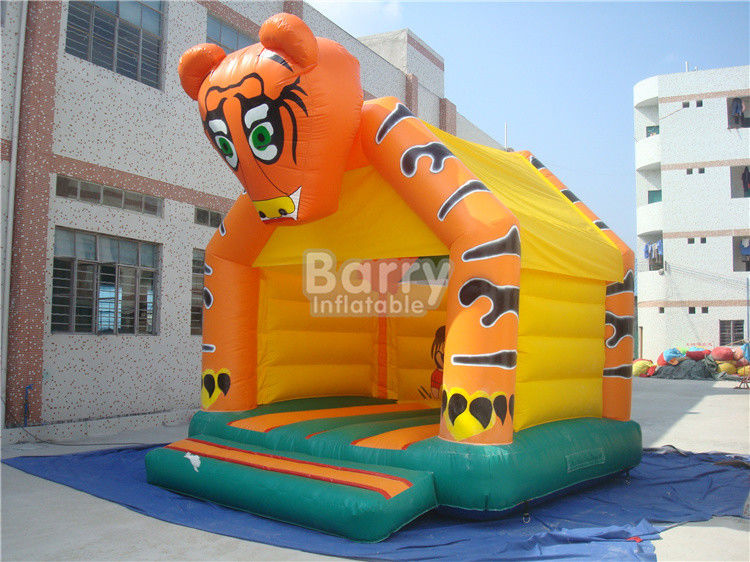 Encerado Bouncy inflável 0.55mm do PVC do teste padrão do tigre da casa dos elementos do divertimento